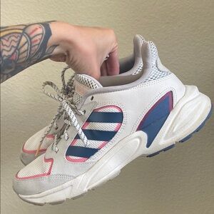 Adidas White and Blue Cloudfoam sneakers-GUC